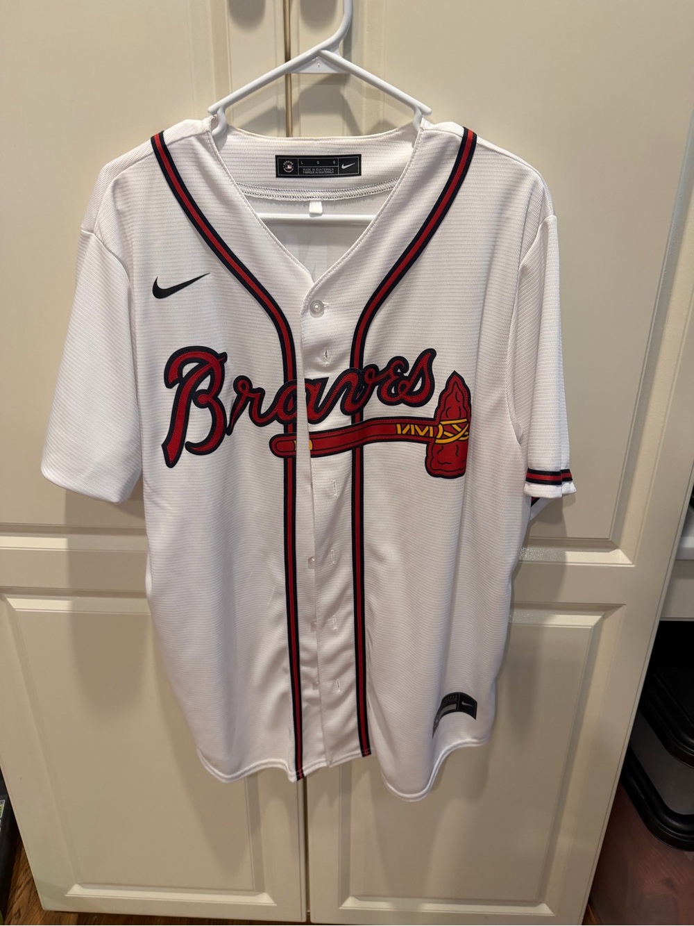 Official MLB Nike Atlanta Braves Swanson Jersey White Home size Large